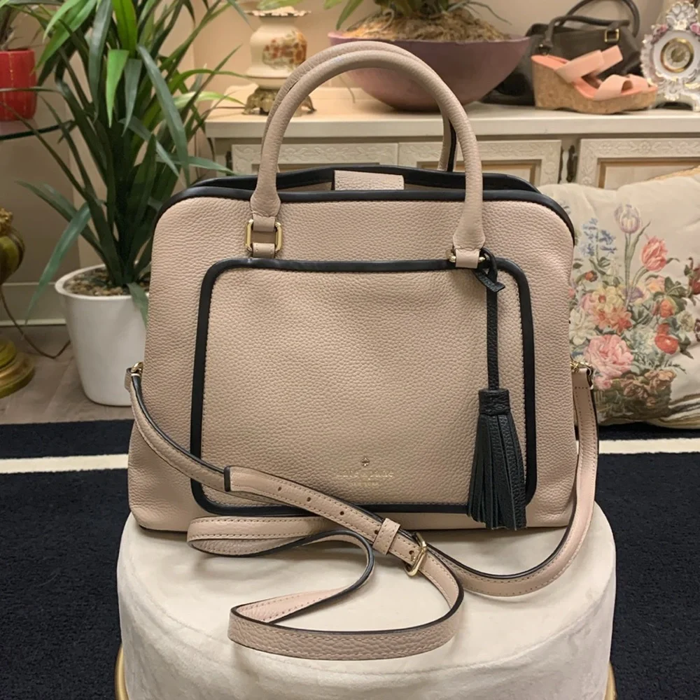 Kate Spade Ward Place Evangelie Satchel Bag Dusty Pink/Black Medium - Picture 2 of 16